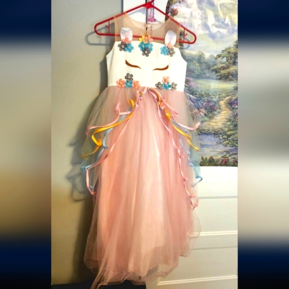 Girls Long Unicorn Dress